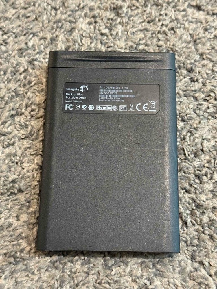 Seagate 1TB External Hard Drive Black Model SRDOSPO Tested Works 1D8AP8-500