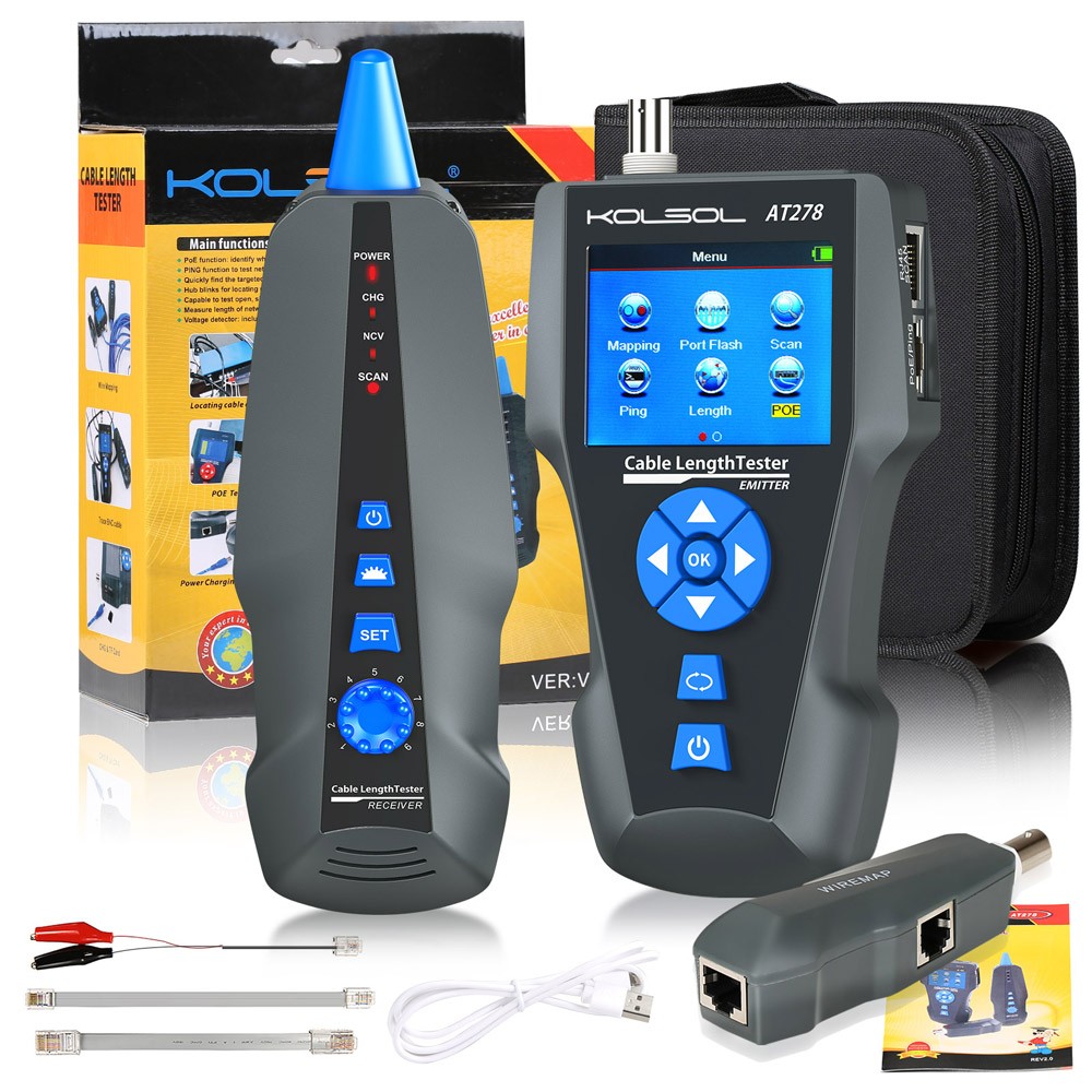 Network Cable Tester TDR Multi-functional LCD Tracker For RJ45,RJ11,BNC
