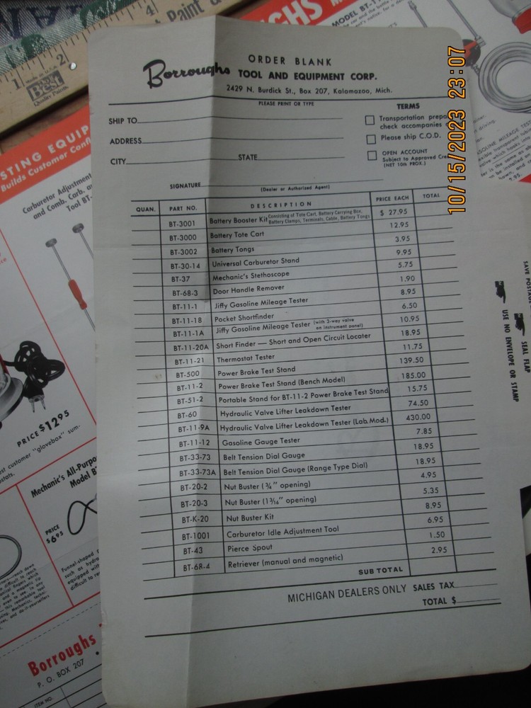 BORROUGHS AUTOMOTIVE SERVICE TOOLS brochure