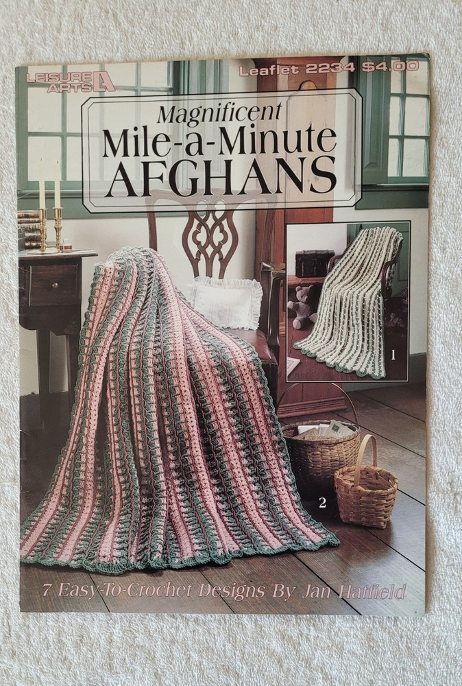 4 Preowned Leisure Arts Afghan Crochet Pattern Books with 28 Afghan Patterns