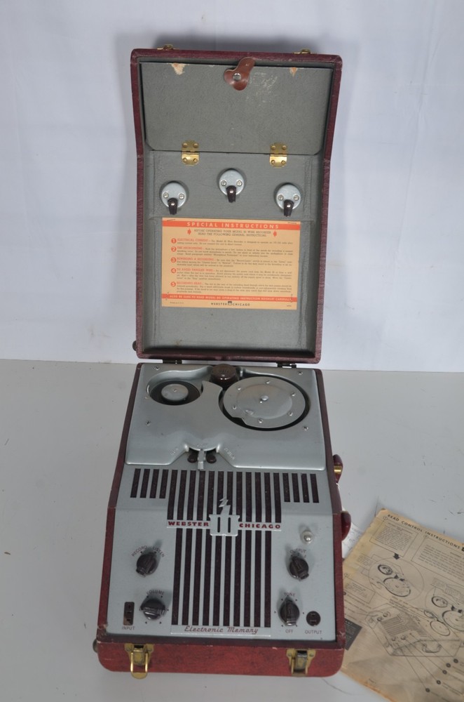 Vintage Webster Chicago Wire Recorder Model 80-1 As Is Powers On Run Rewind Work