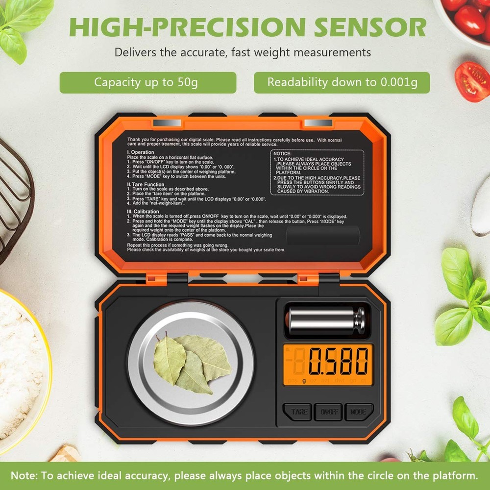 [New Version] KeeKit Digital Pocket Scale, 50g 0.001g Professional Orange