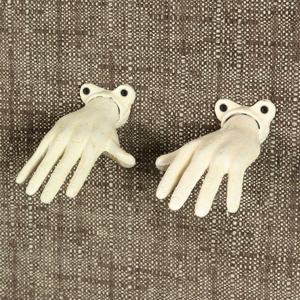 White Cast Iron Hand Set, Oddities Decor, Wall Hanging Hooks