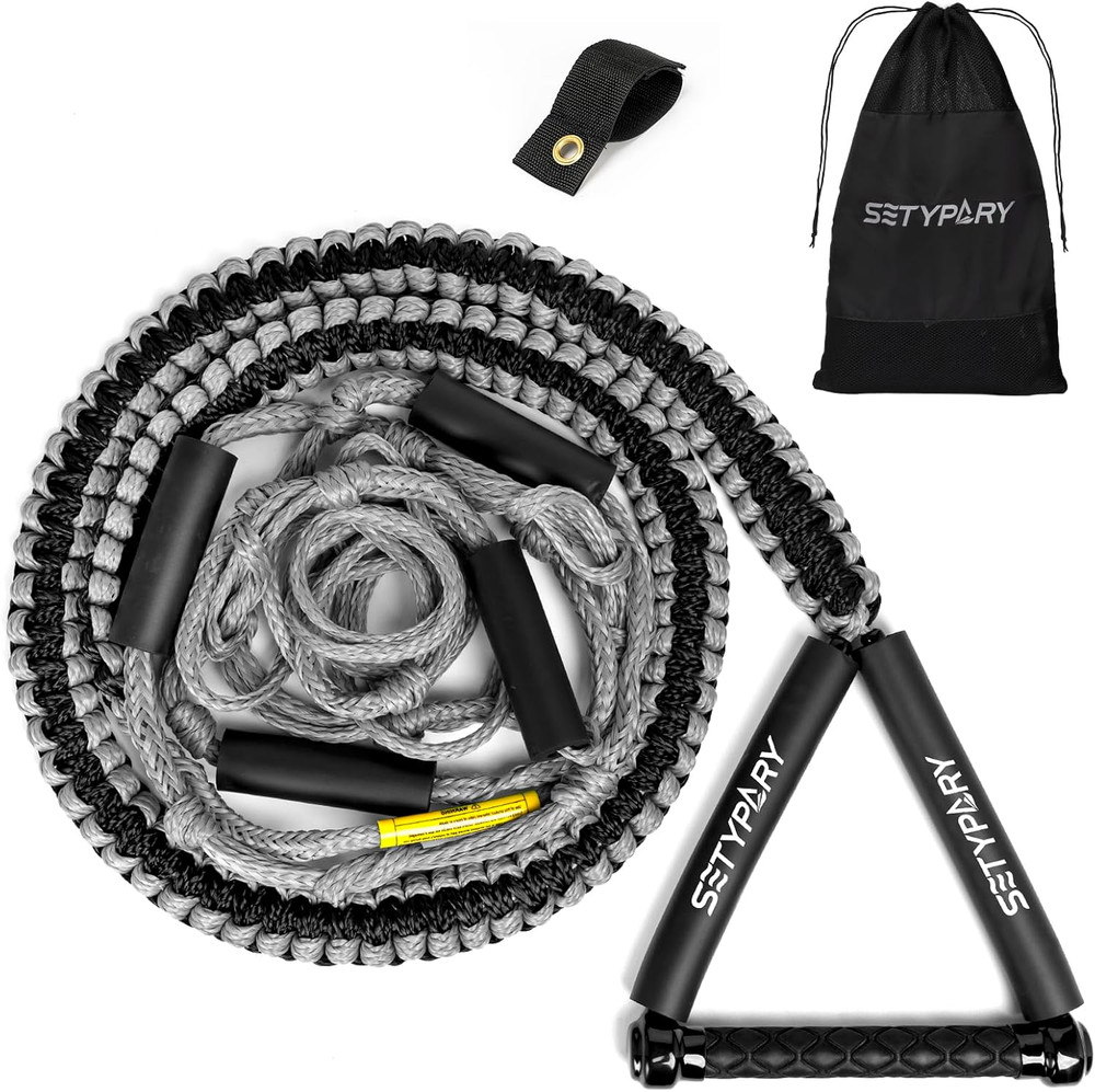 25Ft Wakesurf Rope and Handle, Floating Wake Surf, 6 Section Removeable Surf Tow