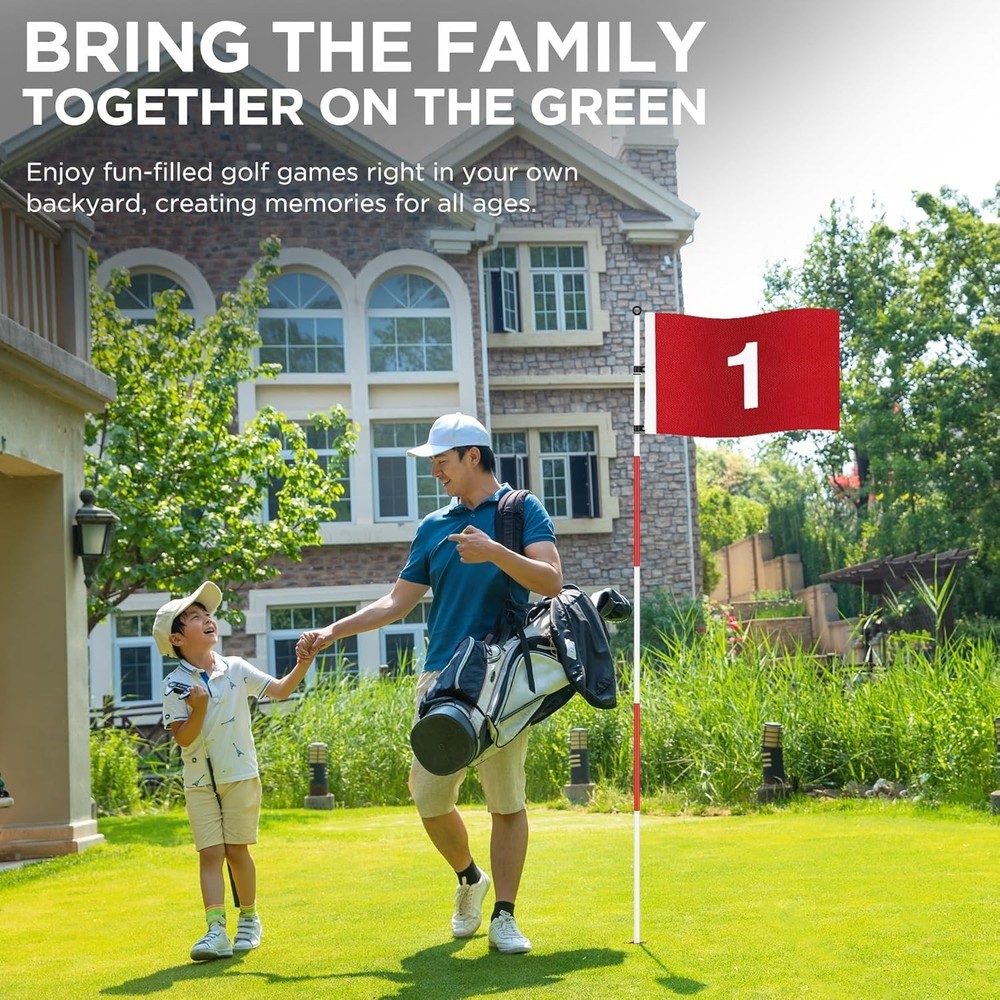 Golf Flagstick 6ft, Portable Five-Section Design for Backyard Practice Puttin...