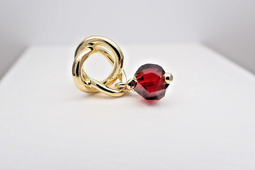 Authentic PANDORA #763462C01 Faceted Red Eternity Circle Shine Charm - January