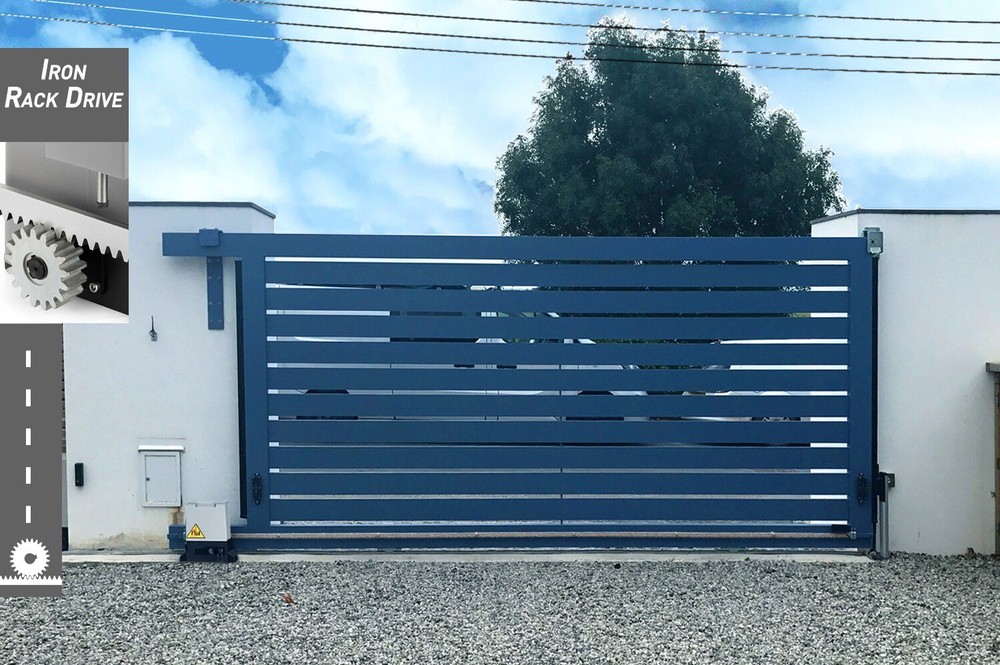 1800lbs Automatic Sliding Gate Opener Rack Driven with 2 Remotes & Complete Kit