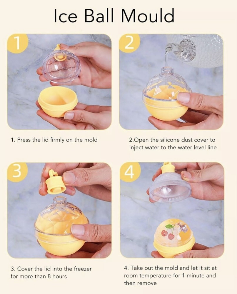 3 Pack Reusable Ice Ball Maker Easy Release Silicone Ice Sphere Mold