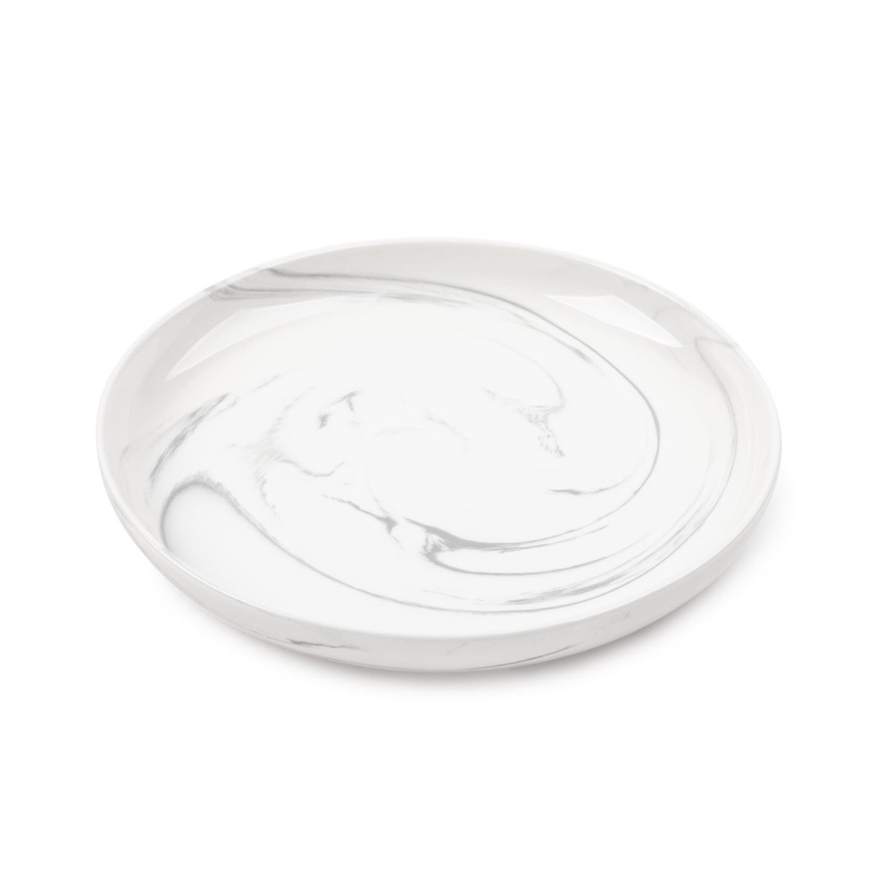Thyme & Table Gray Marble Ceramic Salad Plate, Elegant,Microwave Dishwasher Safe
