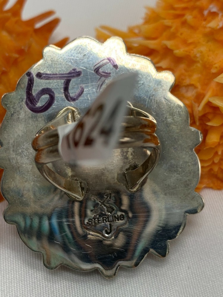 ORANGE SPINY ~ TURQUOISE ~ STERLING SILVER ~ RING (7.75)