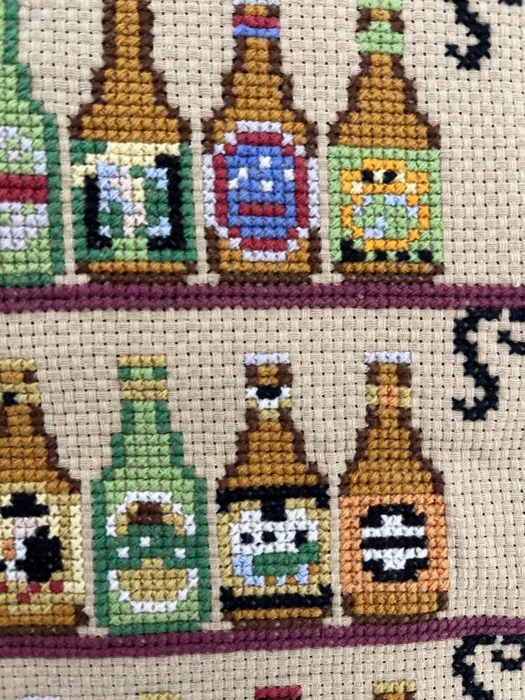completed finished cross stitch Various drinks 12''x 24'' Gift