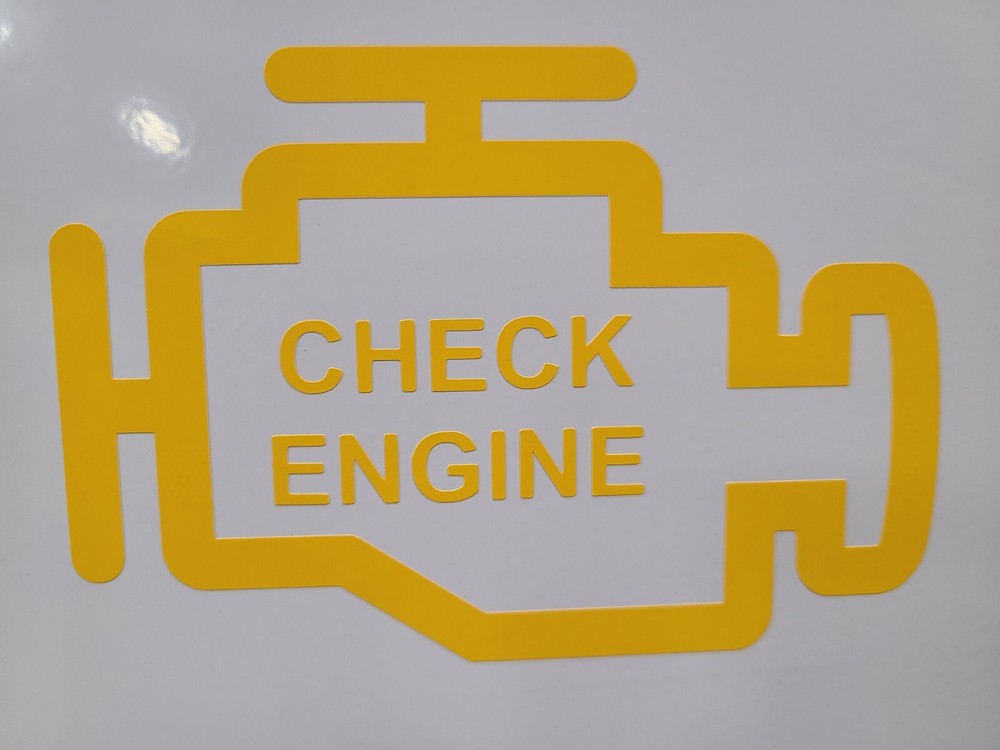 5" Check Engine Light - Yellow Vinyl Sticker - Waterproof Decal