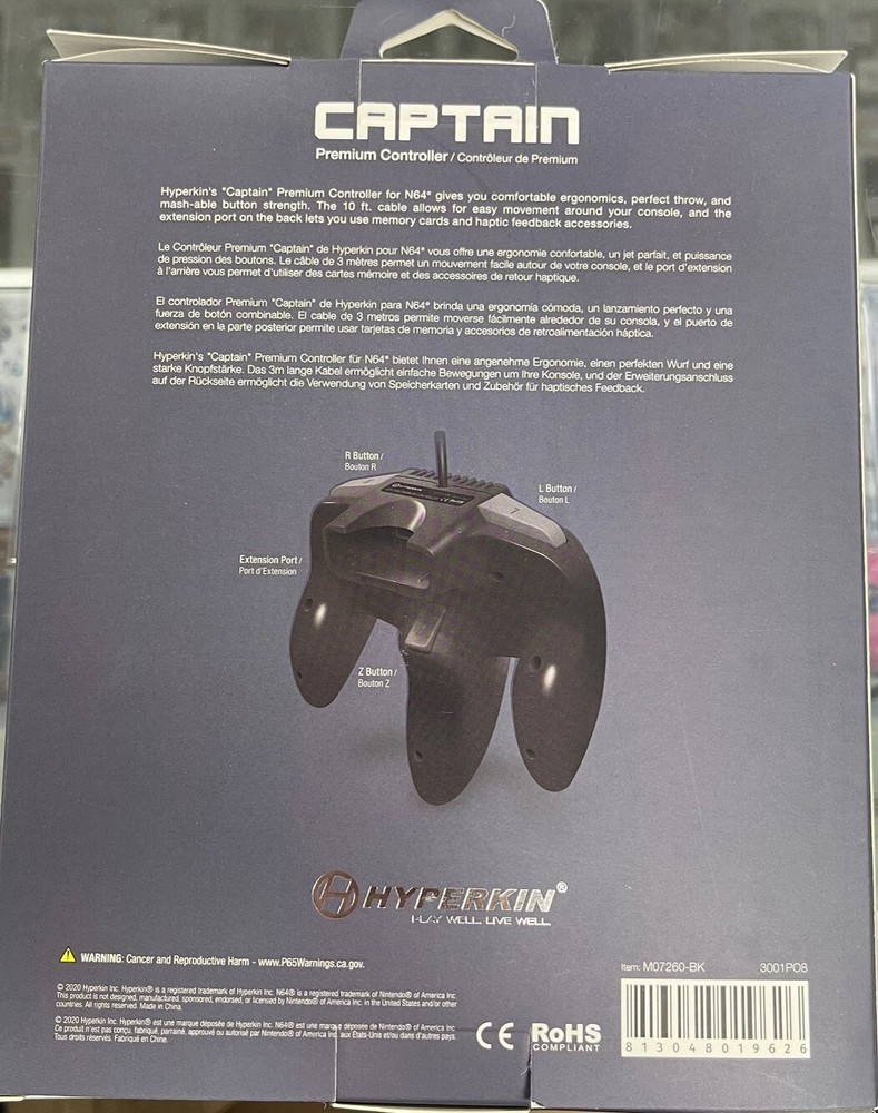 Hyperkin Captain Premium Controller For N64 - Black