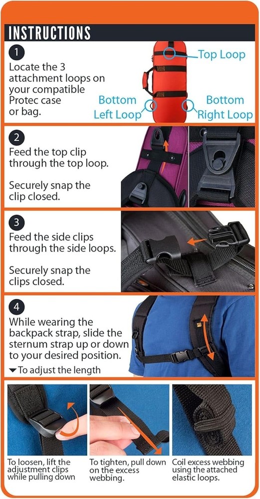 Protec BPSTRAP Padded Backpack Strap Replacement for Instrument Cases – NEW