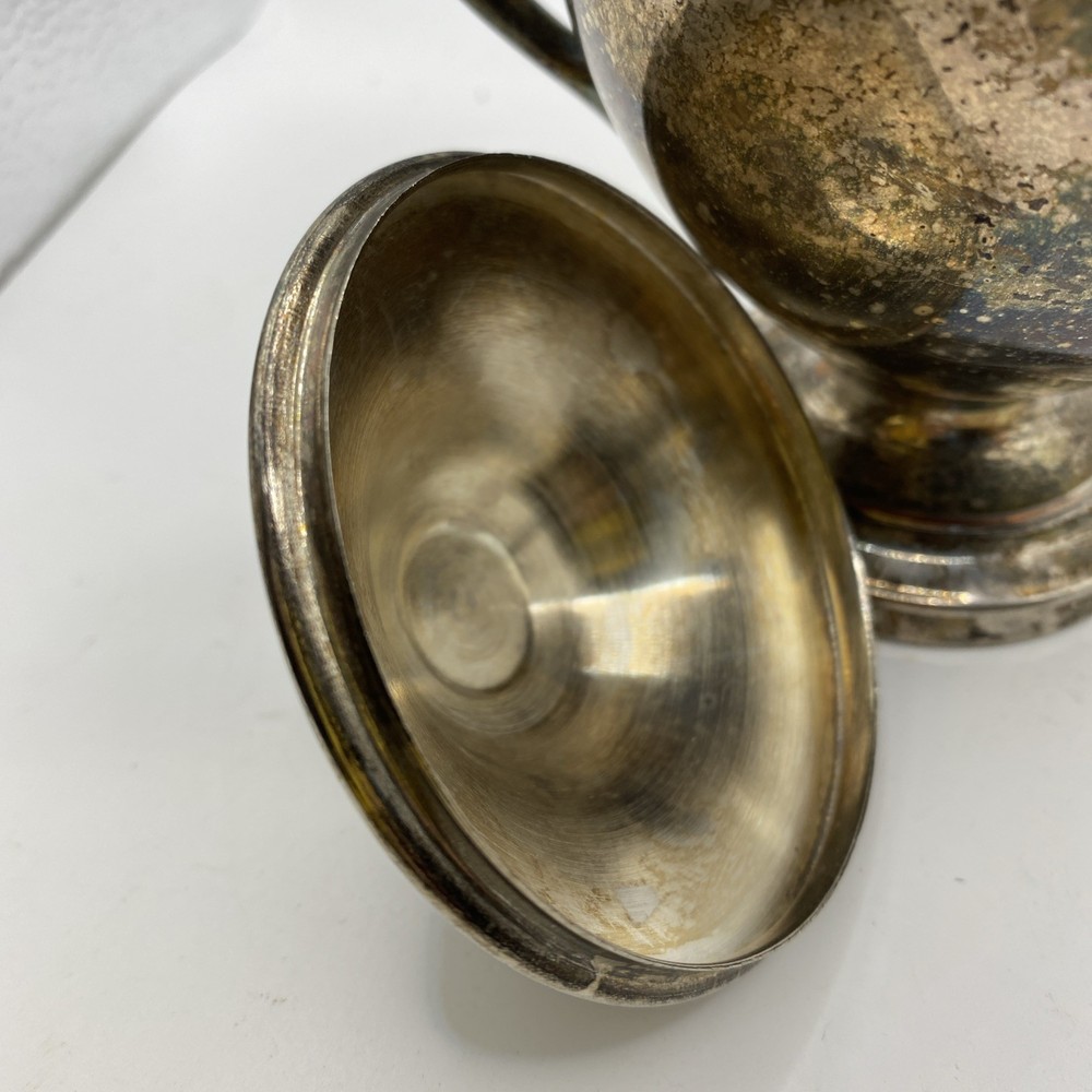 Vintage Crescent Silver Plate Sugar Bowl Pattern 2195 Antique Tableware