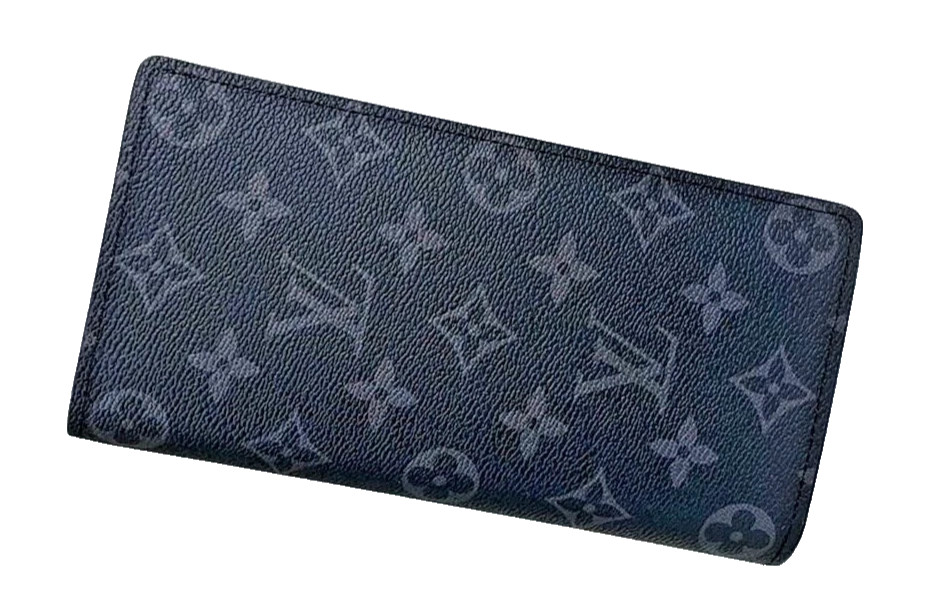 Louis Vuitton Monogram Eclipse Brazza Canvas Long Black Compact Wallet