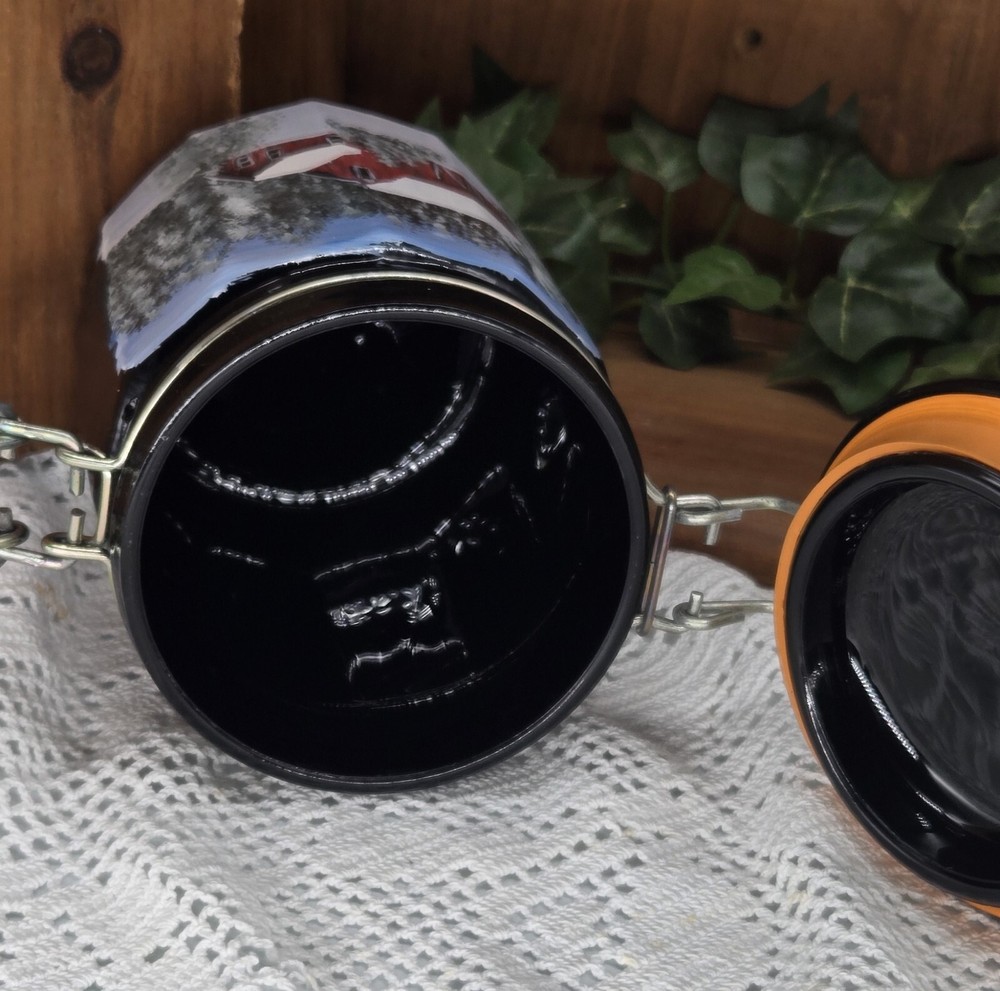 black canister (25054) hand painted