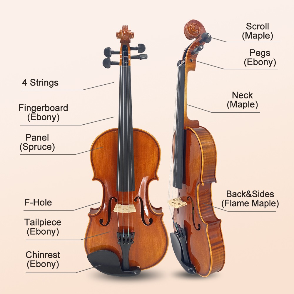 Advanced Beginner 4/4 Violin Outfit Hardshell Case Bow Adults New Nice