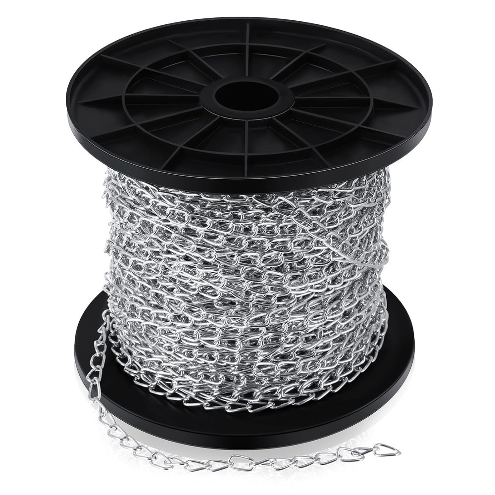 200 ft Galvanized Steel Hanging Jack Chain - Versatile Silver Link Chain Roll