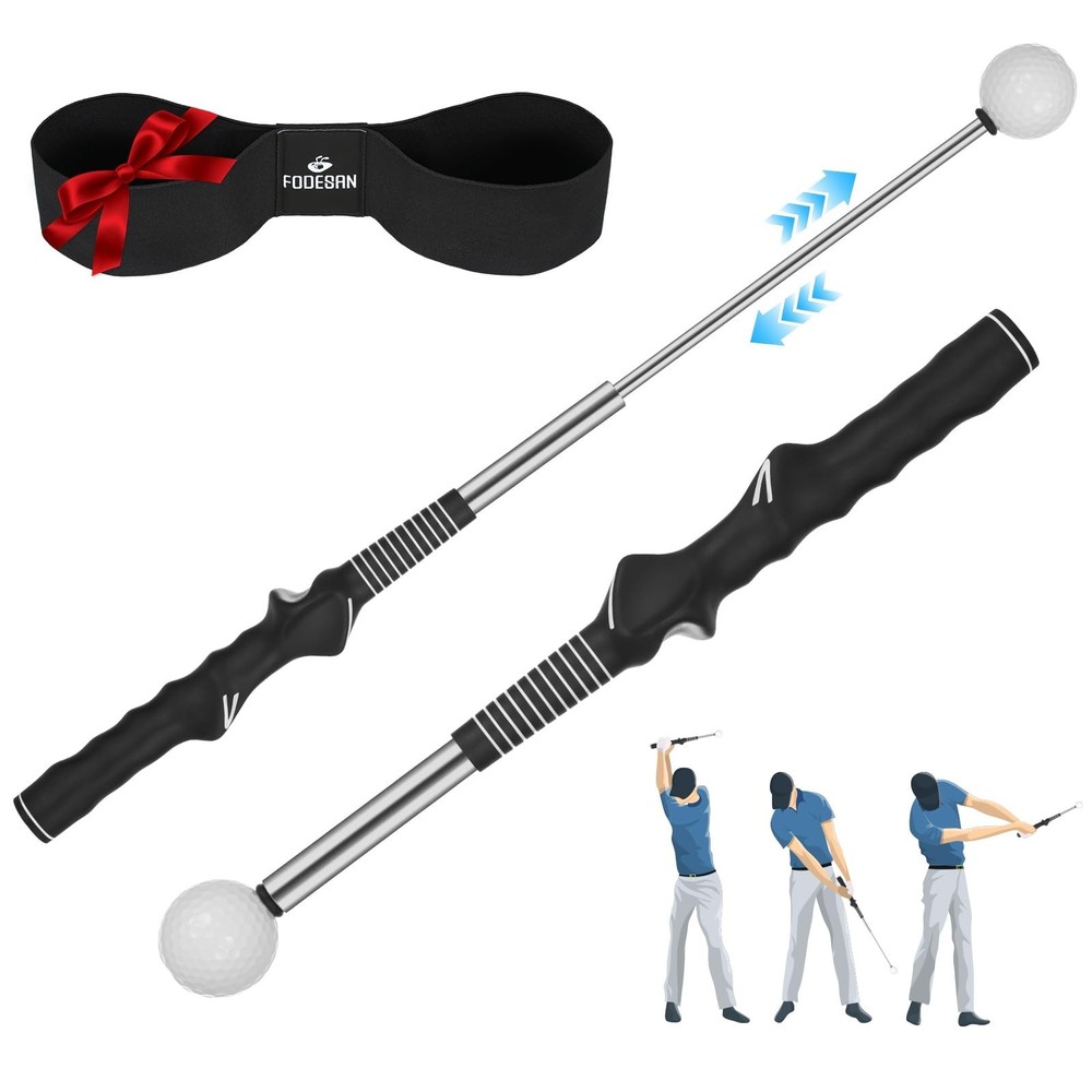 Retractable Golf Swing Training Aid – Portable Grip Trainer with Click Fee