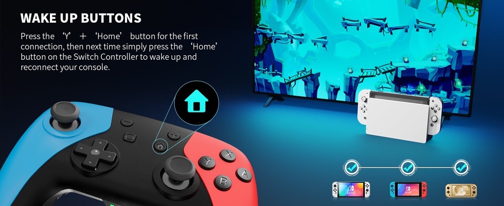 Wireless Switch Controller for Switch/Lite/OLED/Windows with Turbo/Vibration