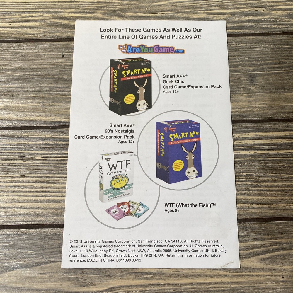 University Games Smart A** Replacement Piece Part Instructions