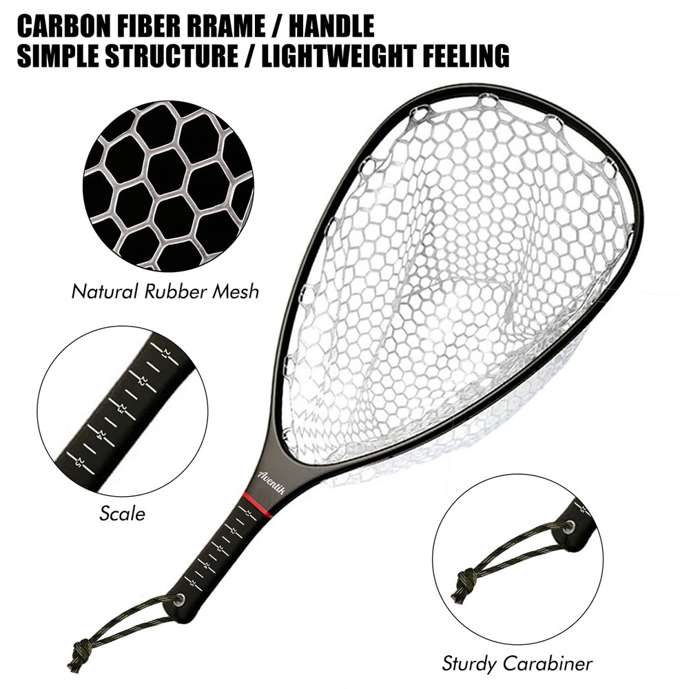 Riverruns Carbon Fiber Landing Net - Fly Regular Handle, Handle/Green