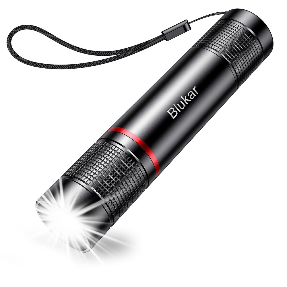 Blukar Flashlight Rechargeable, High Lumens Flashlight, Super 1 Pack, Black