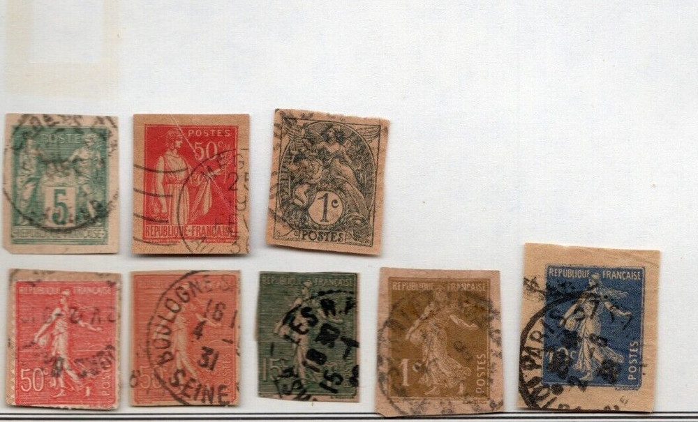 FRANCE 9 CUT POSTCARD AND ENVELOPE STAMPS
