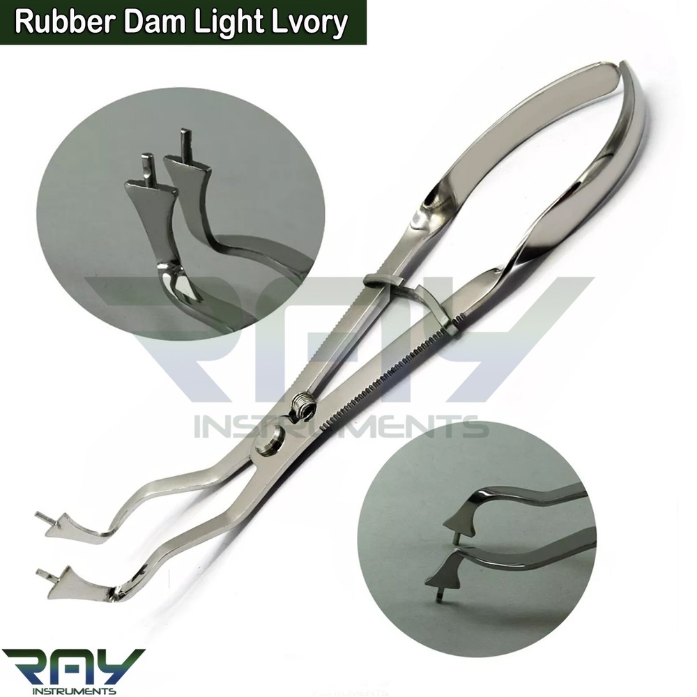 8 Pcs Rubber Dam Brewer Forceps Light lvory Brinker Clamps Frame Medium