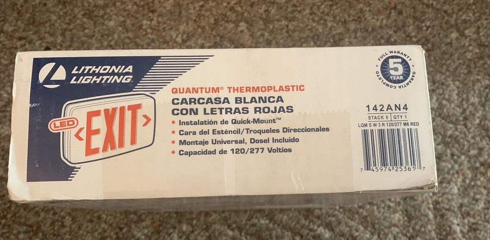 EXIT Lithonia Lighting Quantum Thermoplastic Led Emergency Red White Housing (3)