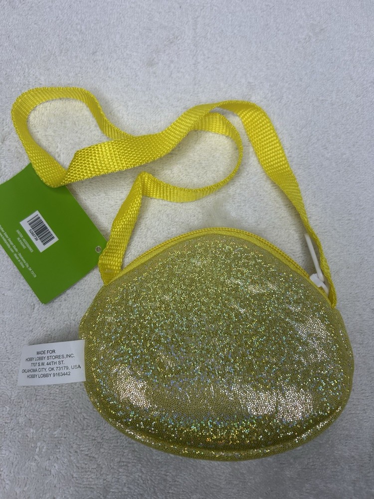 Chick Sequin Easter Change Purse Bag Yellow/Blue Zip Closure New