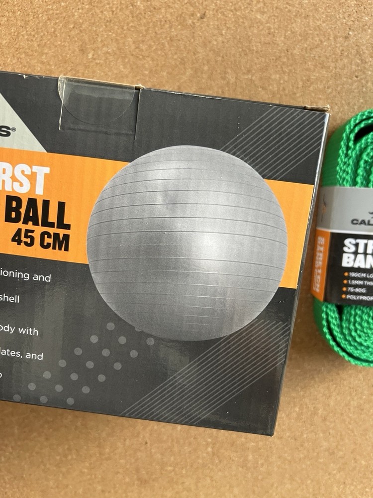 Small 45cm Gray Exercise Ball Set with Pump & Stretch Band for Home Workouts
