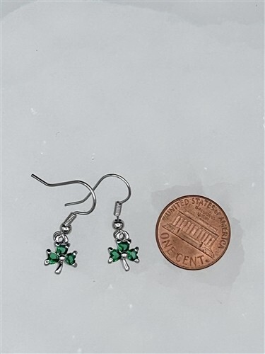 Celtic Dainty Emerald CZ Shamrock Earrings
