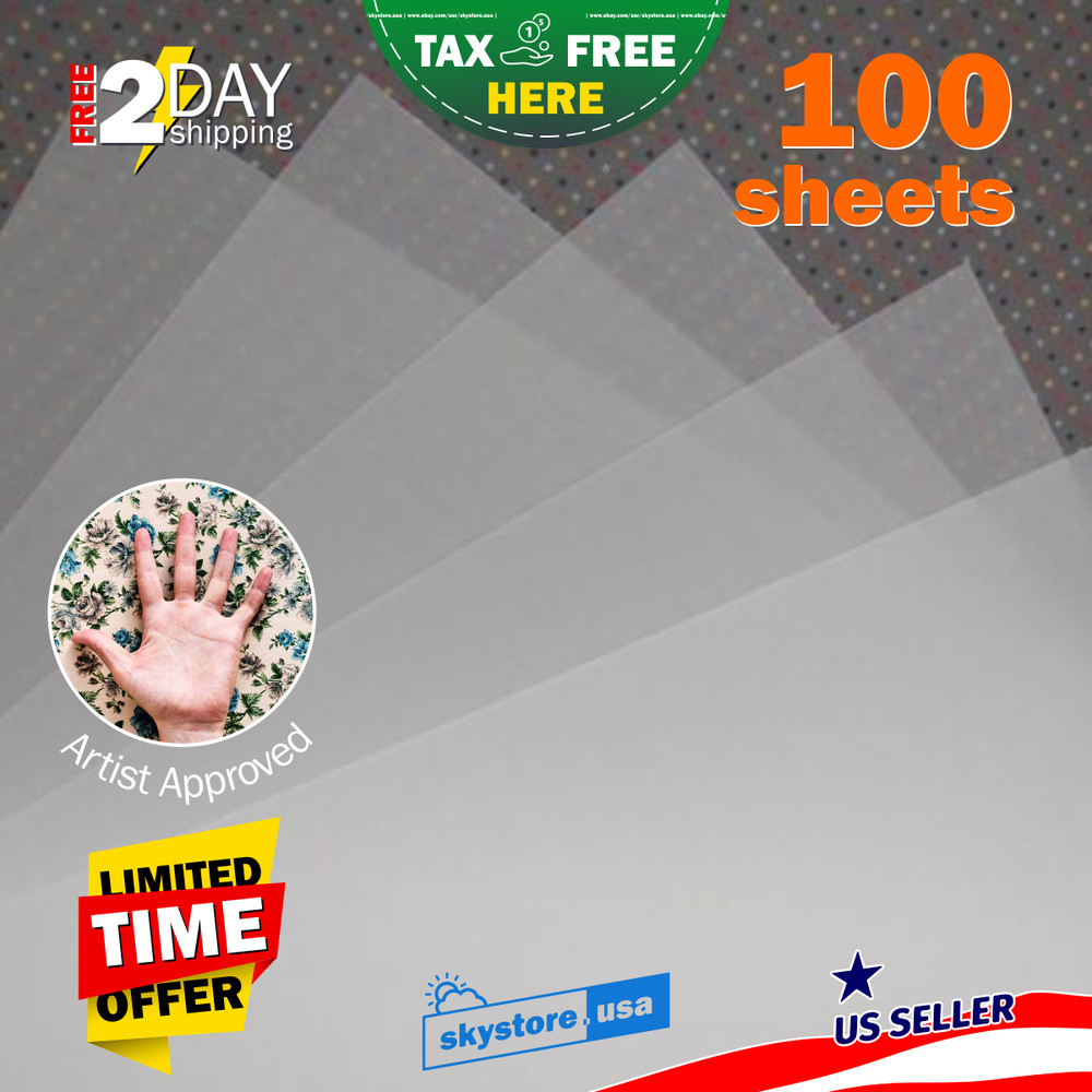 100Psc Tracing Paper Pad Sheets Quality Translucent Medium Surface 9 x 12 White
