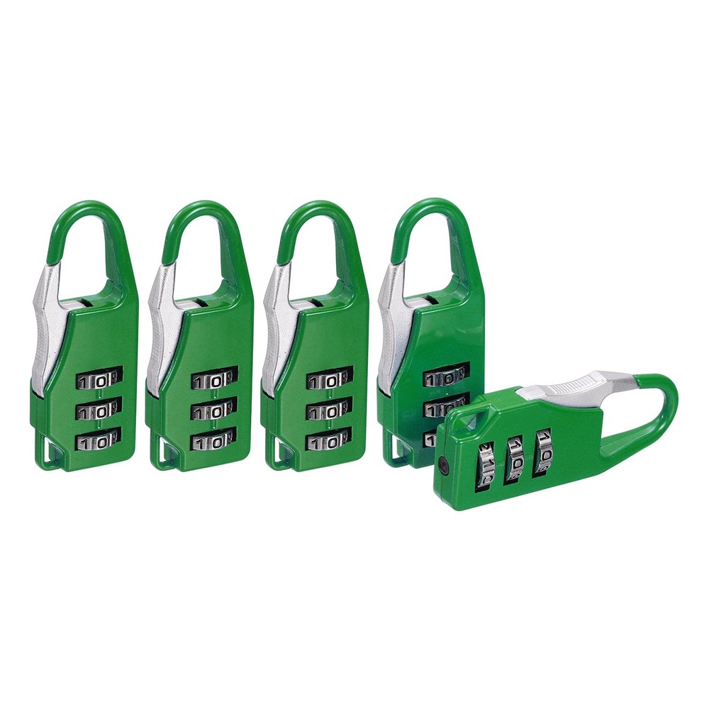 5Pcs Resettable 3 Digit Combination Lock Code Padlock, Green (55 x 21mm)