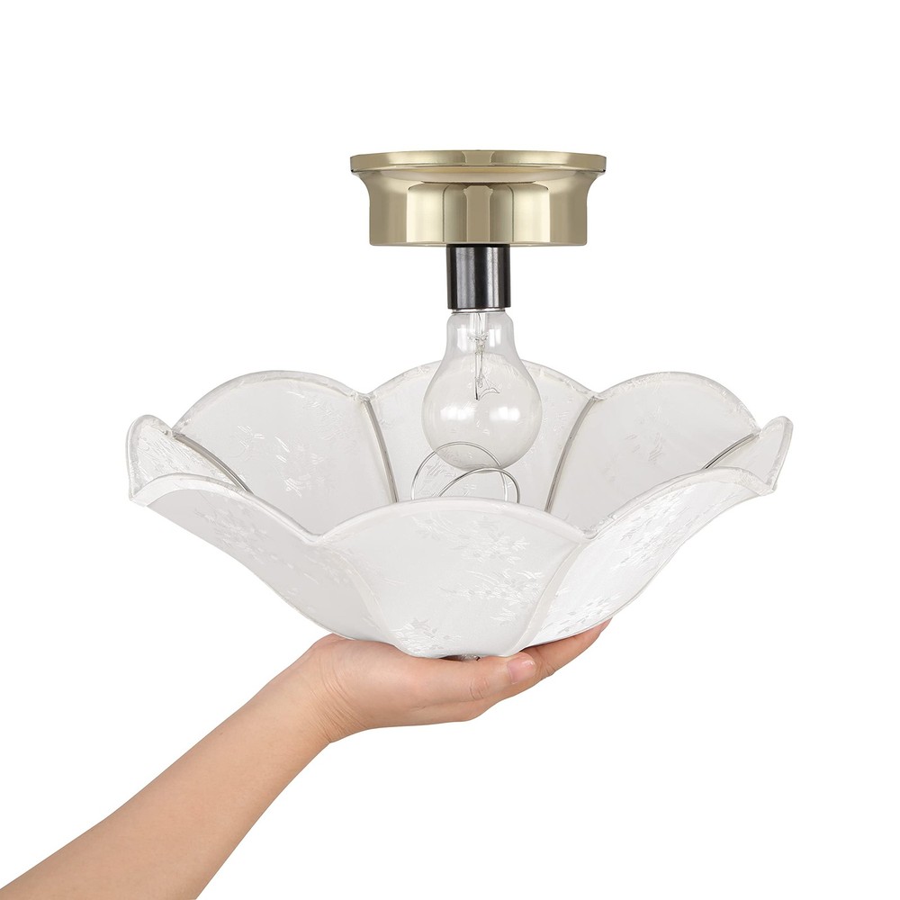 Aspen Creative 52004 Ceiling 13" diameter x 5" Height, White with Leaf