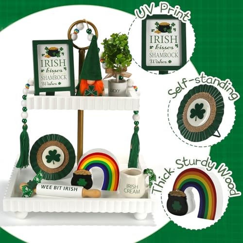 8 Pieces St Patrick's Day Tiered Tray Decor, Saint Patricks Home St. Patrick