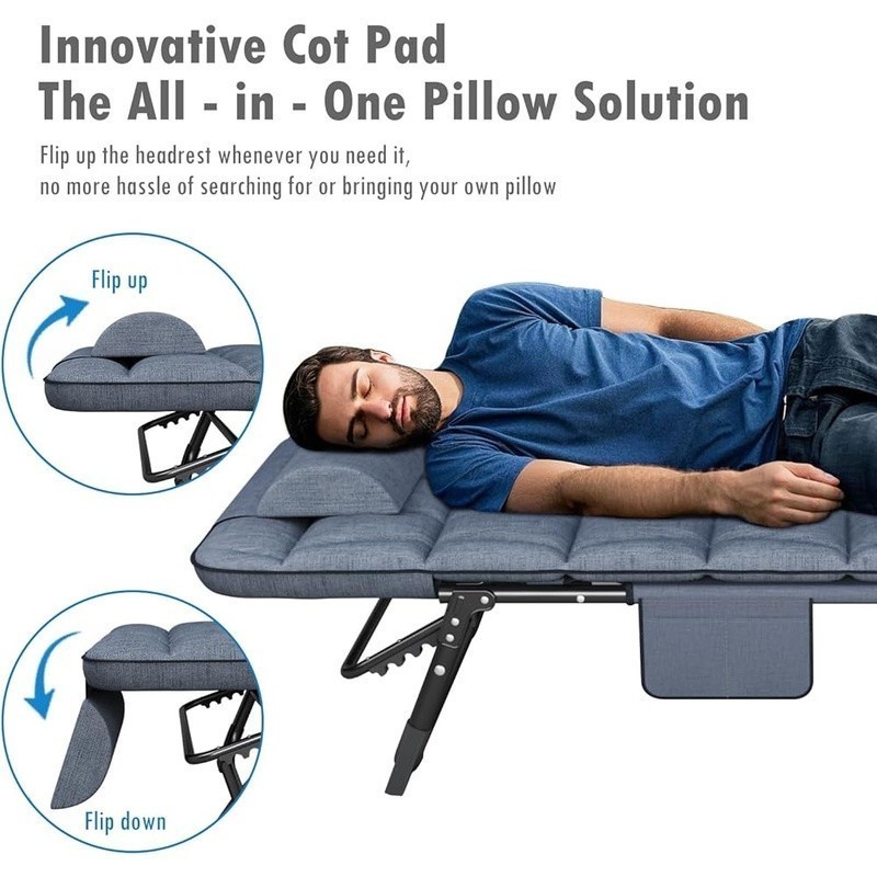 Adjustable Camping Cot 4 Position Recliner Portable Sleeping Bed Multi Use