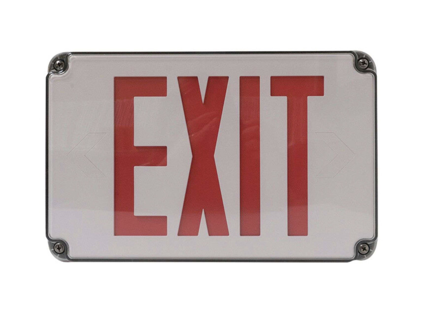 LSI Industries Polycarbonate LED Exit Sign - Weatherproof, Red, Single Face, E3