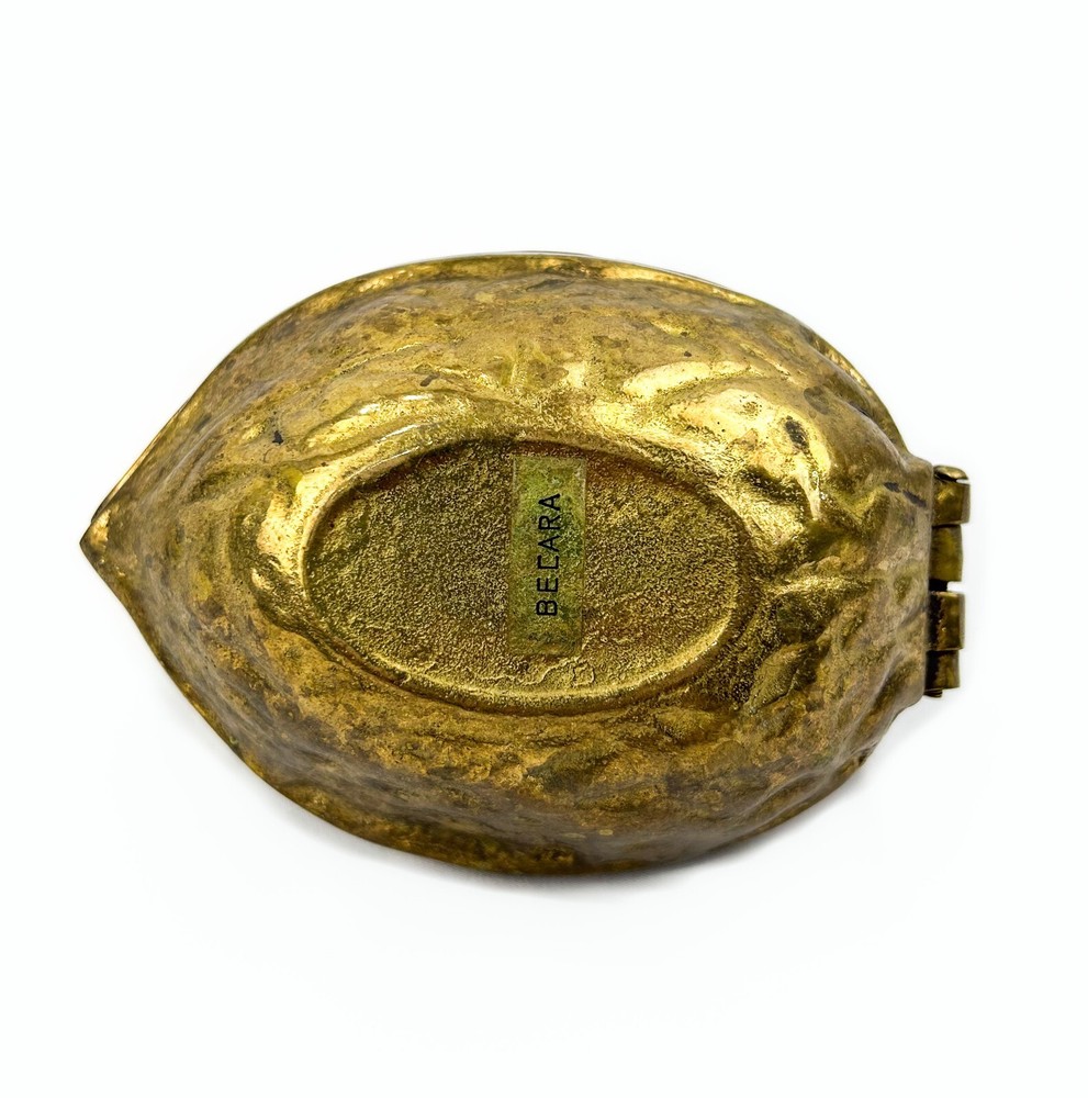 Vintage Solid Brass Heavy Walnut-Shaped Nut Cracker w Sturdy Hinge - Becara