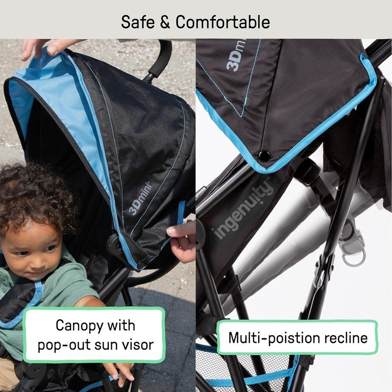 Lightweight Stroller Compact Fold 5 Point Harness Multi-Position Recline Storage
