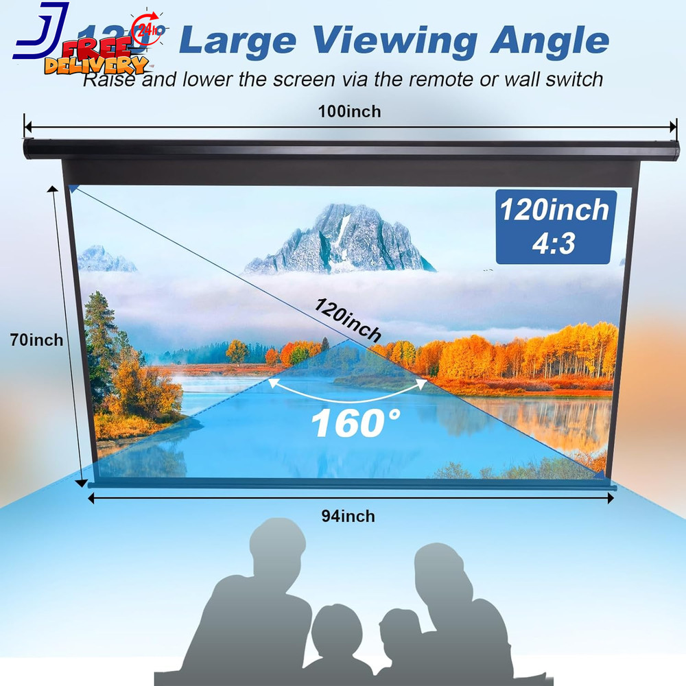 120 Inch Projector Screen Motorized 4:3 HD Electric Rising Projector Screen Pull
