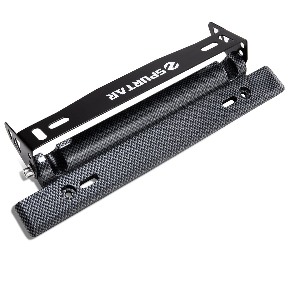 Spurtar License Plate Frames, Adjustable Front Car Holder Black
