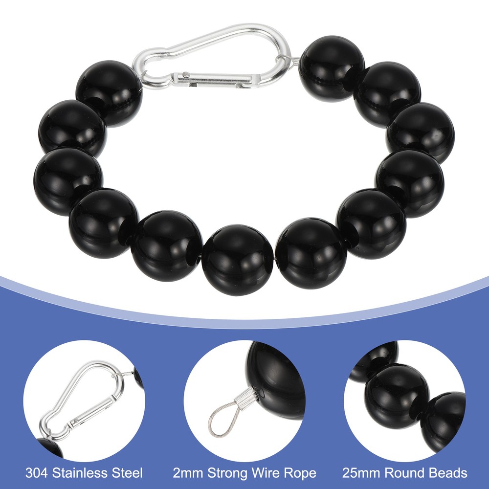 1 Pcs Flag Pole Beaded Retainer Ring, Black