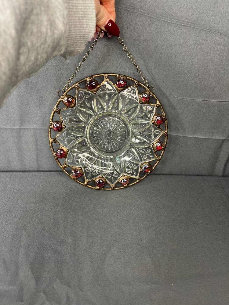 Glass Hanging Plate Decorative 7"