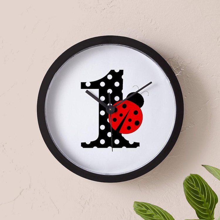 CafePress Ladybug First Birthday 10" Wall Clock (791489754)