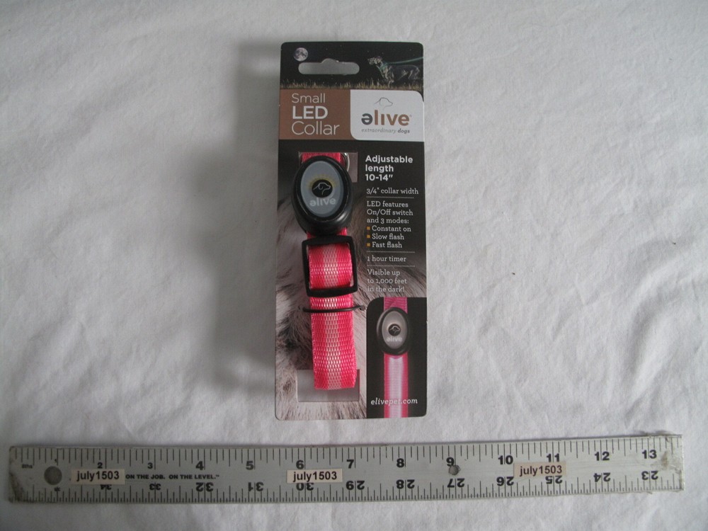 (1) NEW elive Small LED Collar PINK - Adjustable Length 10-14" - Width 3/4"