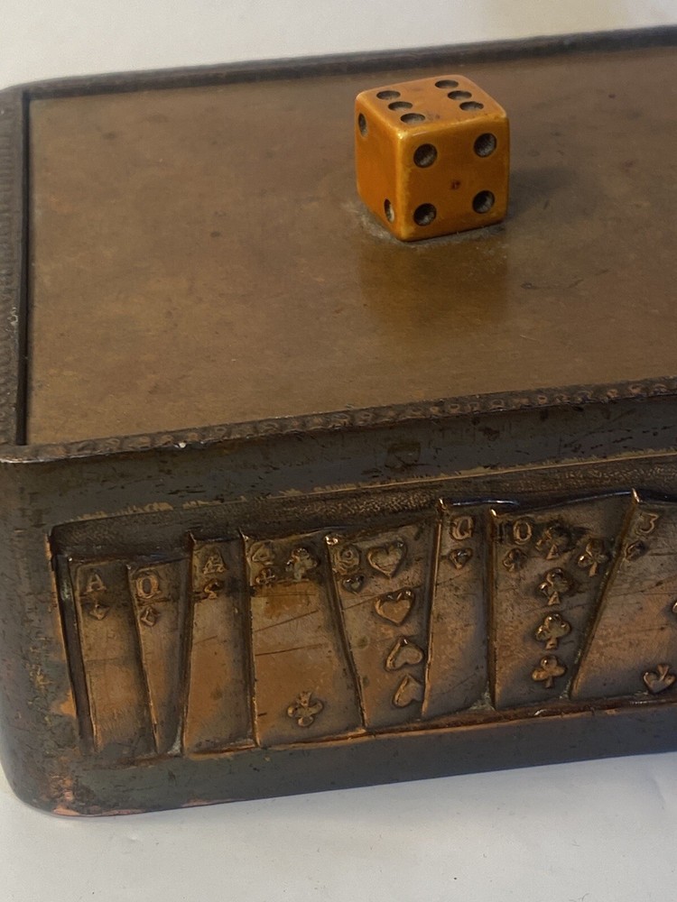 Gambling Dice Cards Theme Copper Ashtray & Cigarette Box Combo