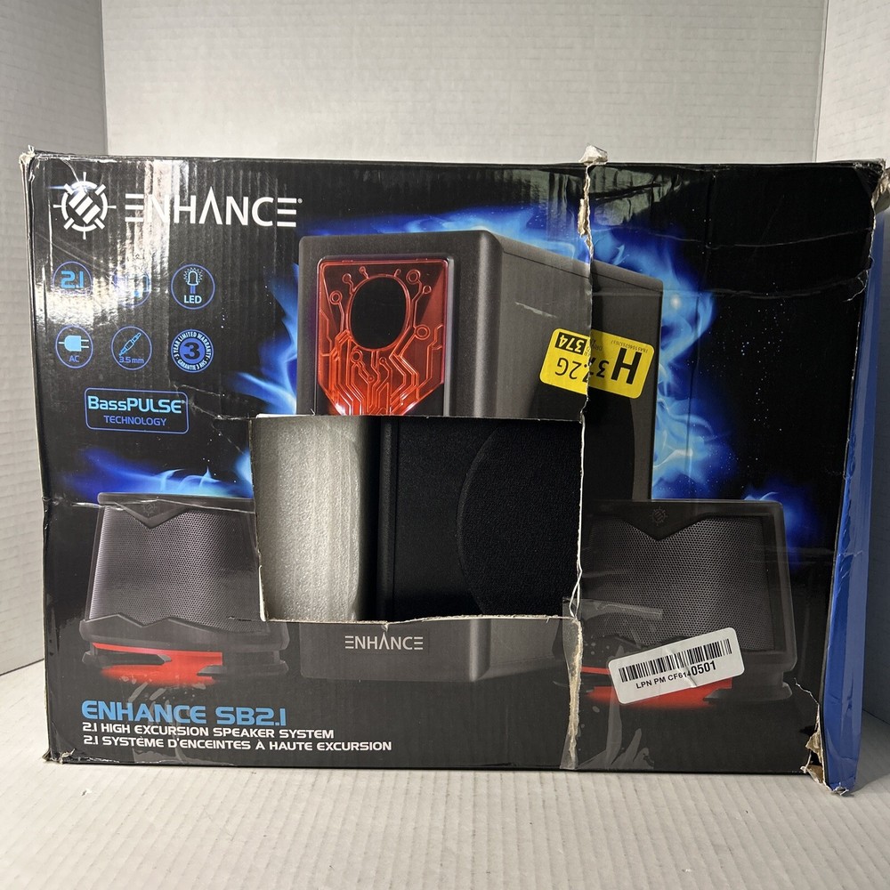 ENHANCE SB 2.1 Black/Red LED Computer Speakers